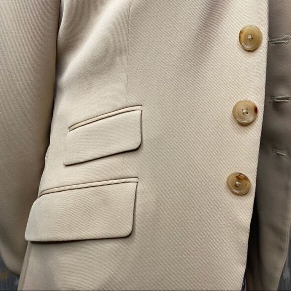 Ralph Lauren Collection ~ Beige Stretch Wool Lamb Leather Trim Equestrian Jacket - Picture 12 of 16